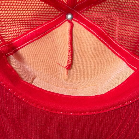 Vintage Dean Saf-t-Bilt Tires Hat‎ Red Snapback Trucker Patch Logo Made In USA - Picture 7 of 9